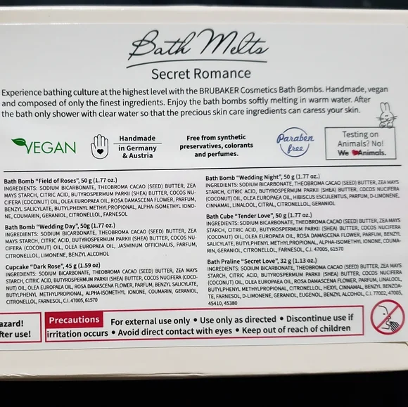 🆕️BRUBAKER "Secret Romance" Bath Melts Gift Set - Vegan - Organic -Handmade - Picture 10 of 12